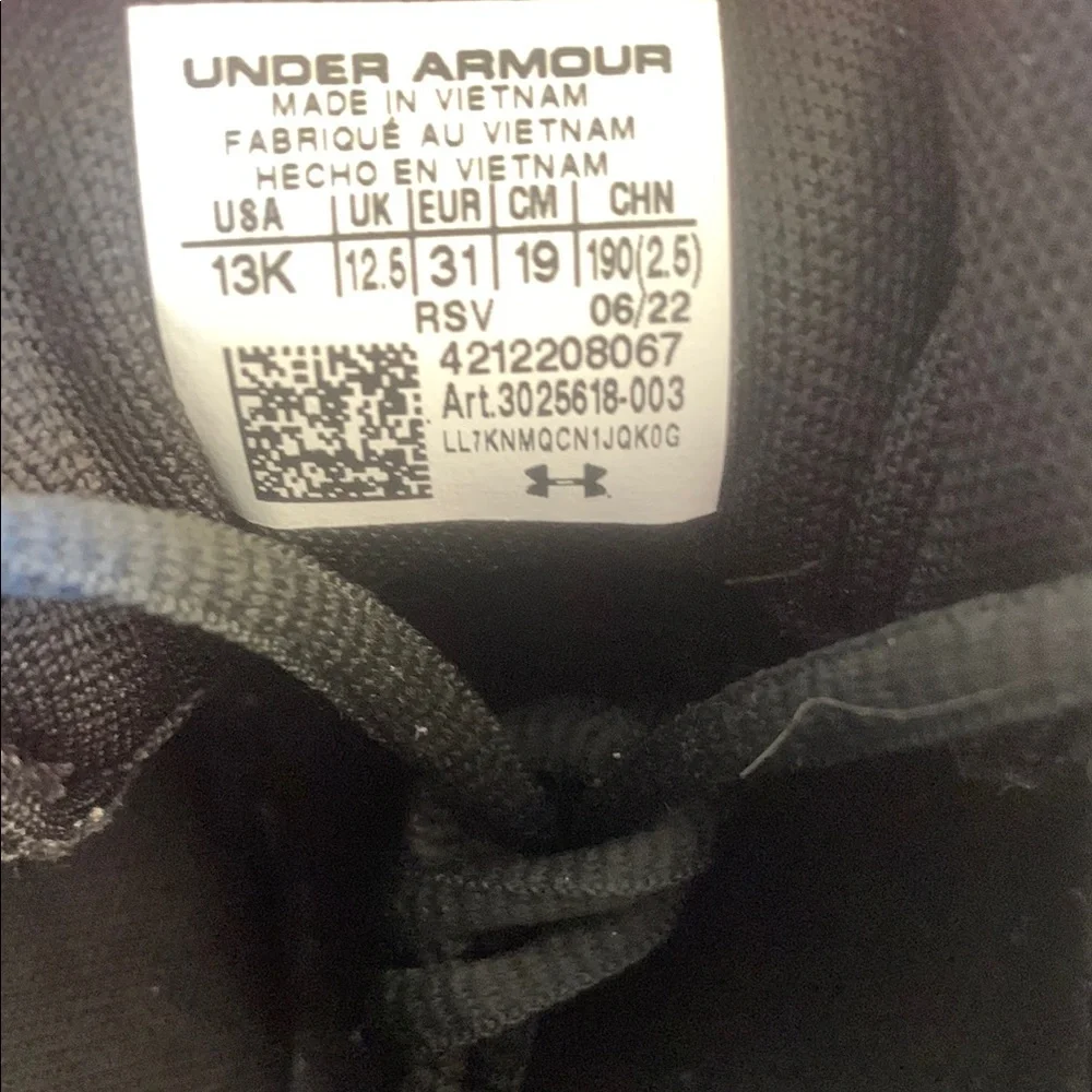 Under Armour Kids Black and White Sneakers - Picture 5 of 5